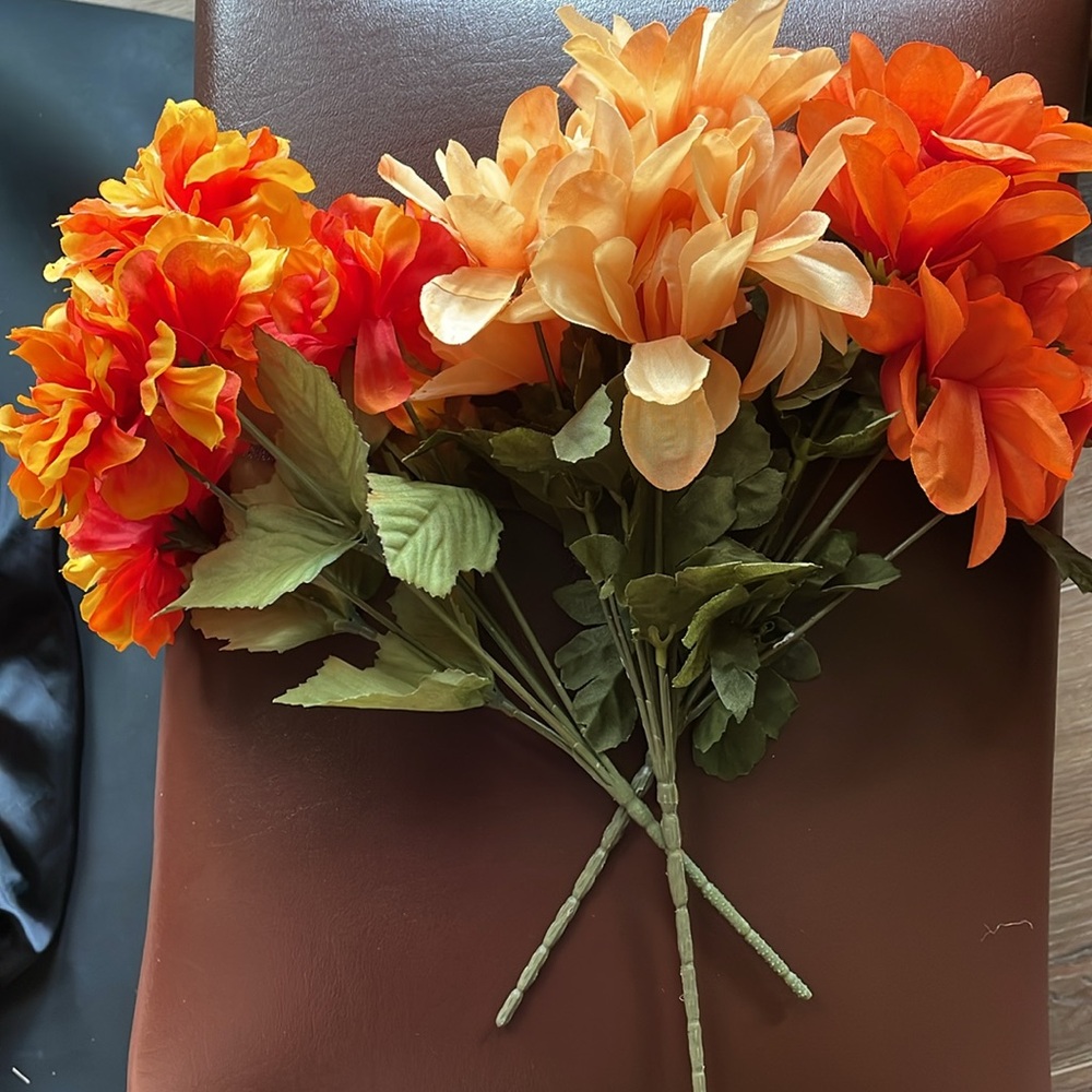 3 Orange Fall Floral Picks